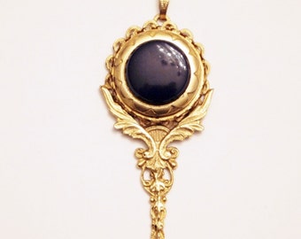 Vintage Blue Cab Floral Locket Pendant 6218