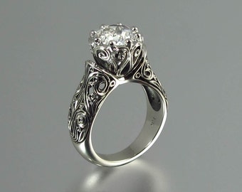 Engagement ring The ENCHANTED PRINCESS 14K gold with 2ct White Sapphire