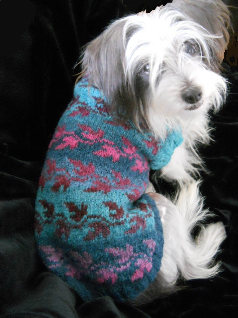 LEAF PLAY Fair Isle Dog Sweater Custom Hand Knit All