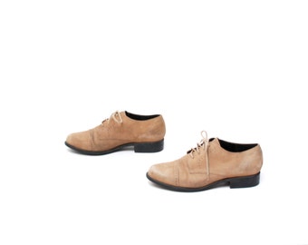 size 7 OXFORD tan leather 80s SPECTATOR BROGUE lace up ankle boots