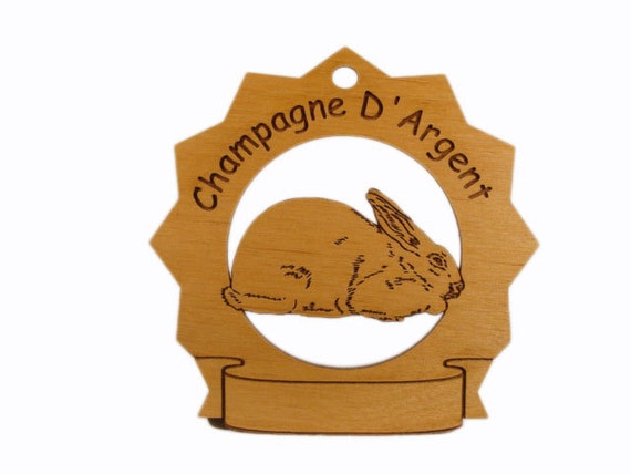 Champagne D'Argent Rabbit Personalized Wood Ornament