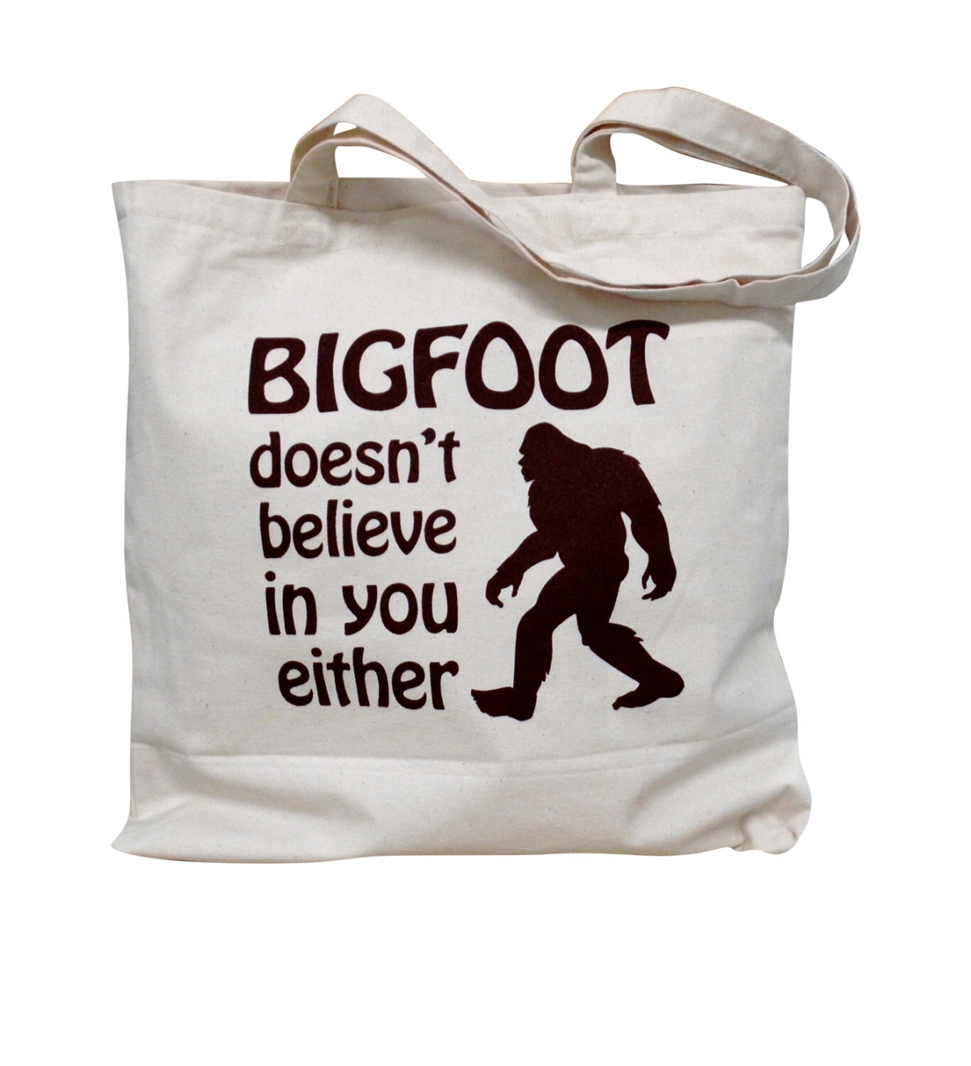 BIGFOOT Canvas Tote Bag Yeti on a Natural Canvas Tote Bag