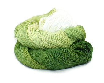 300 Yards Hand Dyed Thread Cotton Crochet Thread Size 10 3 Ply Specialty Thread Green Ombre White Thread Hand Painted Fine Cotton Yarn