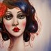 The Red Thread by Elizabeth Caffey. Surreal oil painting on stretched canvas.