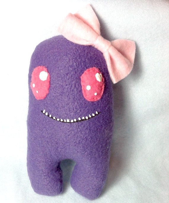 Girly Monster Plush Purple Cute Stuffed Toy by WonkyCritters