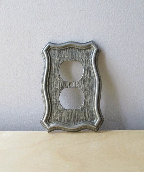 vintage outlet cover antique brass with faux wood grain