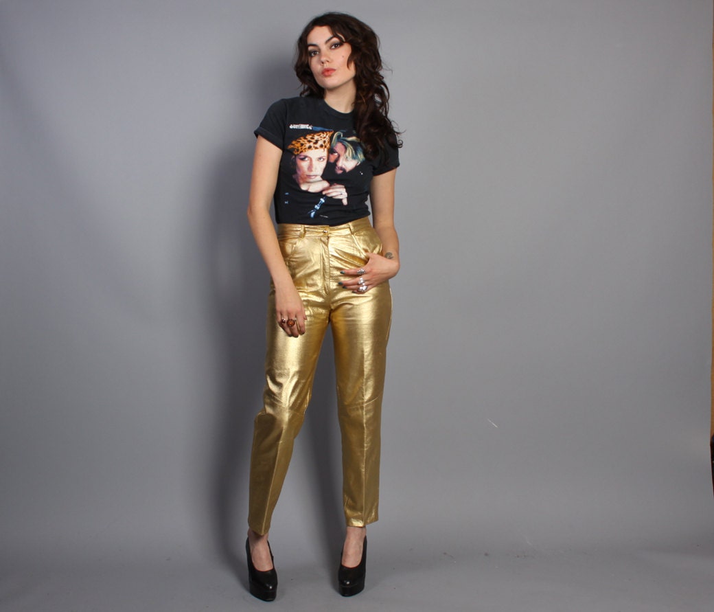 metallic gold trousers