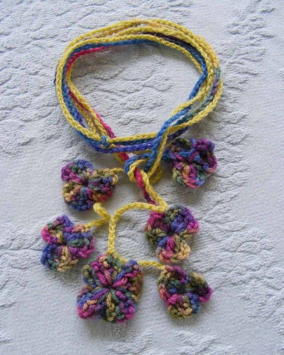 Boho Crochet Flower Colorful Lariat Necklace by meiguidesigns