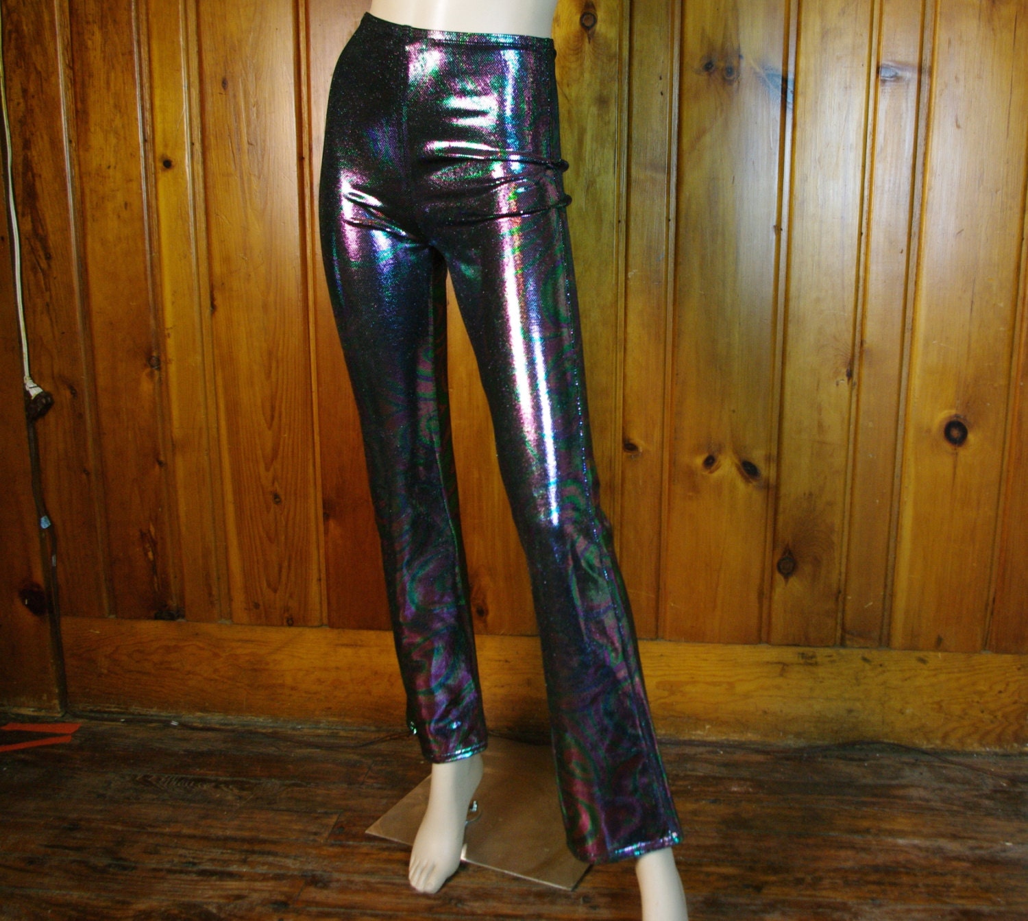 purple holographic pants