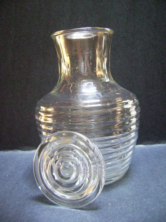 Vintage Clear Glass Carafe w/ Lid Anchor Hocking by junquegypsy