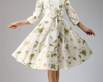 garden party dress, floral dress, print dress, midi dress, linen dress,bridesmaid dress, maxi dress, womens dresses,cocktail dress (672)