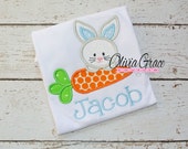 Boys Easter Shirt, Girls Easter Shirt, Bunny with Carrot, Embroidered Applique Shirt or Bodysuit Il_170x135