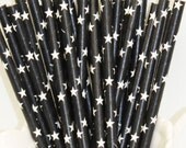 Paper Straws, 25 BLACK STARS Paper Drinking Straws, Bachelor Party, Business, Wedding Beverage Bar, Graduation, Anniversary, Pirate, Ladybug Il_170x135