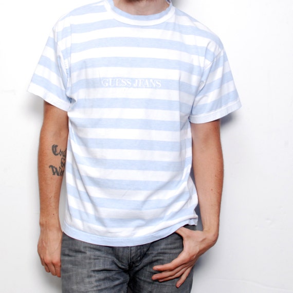 guess jeans black and white striped shirt