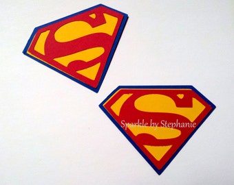 Superman Cut Outs 2.5" l Superman Sheild Party Decoration l Superman Birthday l Superhero Birthday Party l Superman Baby Shower l Set of 12