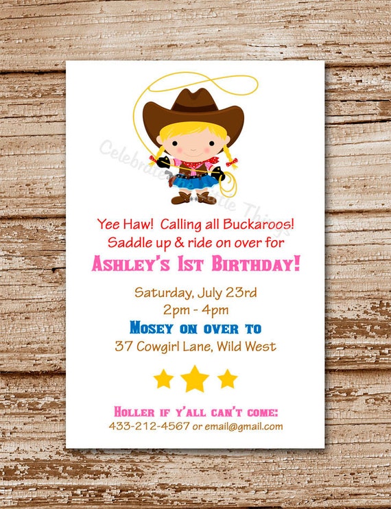Cowgirl Invitation | Personalized | Western | Cowgirl Choices (Printable) Il_570xn