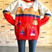 80s native american themed sweater-cute novelty pullover-fun indian scene-rad cotton knit- oversized small S medium M