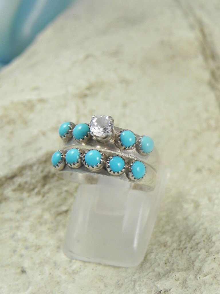 Native American Turquoise Wedding Ring Set
