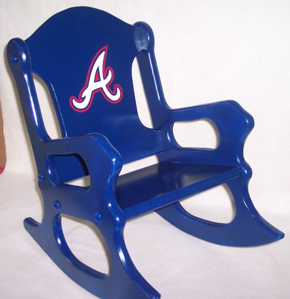 Childrens Rocking Chair Atlanta Braves Navy Blue