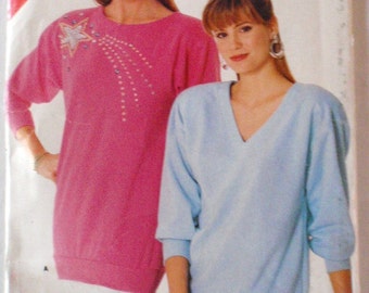 Women's 80's Sewing Pattern - Pullover Top - Butterick See & Sew 5706 - Sizes L - XL, Bust 38 - 44, Uncut
