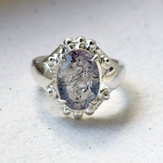 Exotic Strawberry Quartz Engagement Ring Faceted by mysticalCharm3