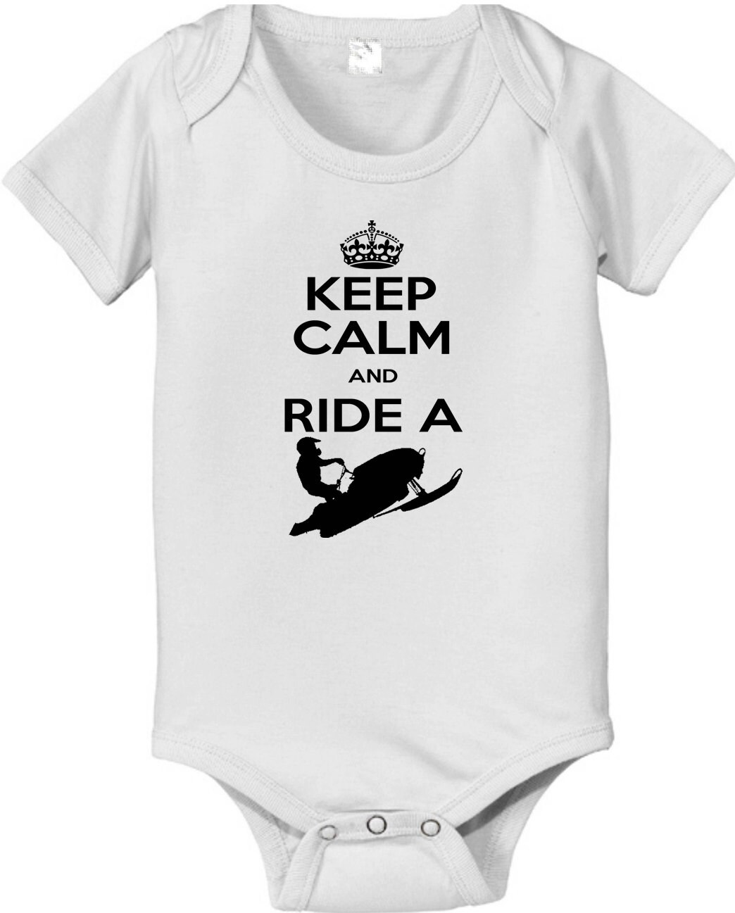 KEEP CALM and ride a snow mobile baby infant Bodysuit winter