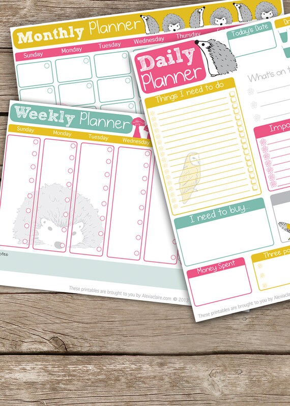 Daily Weekly and Monthly Planner set Cute hand by AlexiaClaire