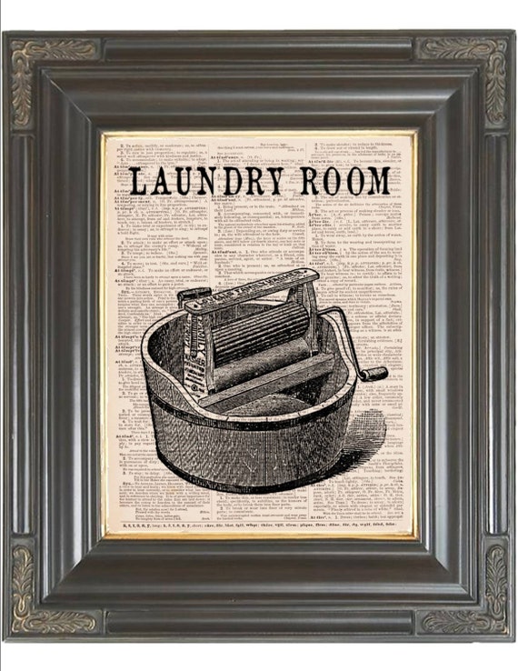  Laundry  room  sign wall  art  print on dictionary or music page