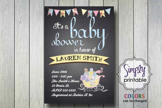 Noah's Ark Baby Shower Invite Blue or Pink Il_570xn