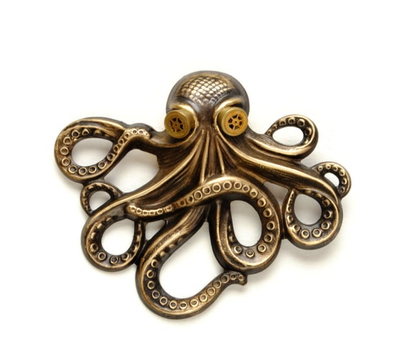 Steampunk Hat Pin Octopus Jewelry Brooch Pin Kraken Cthulhu Jewelry Steampunk Goggles Pirate Steampunk Jewelry By Victorian Curiosities by VictorianCuriosities steampunk buy now online