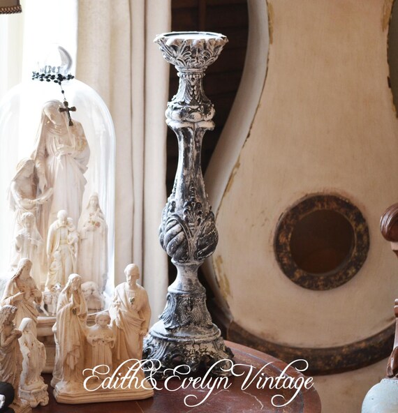 SALEVintage Carved Altar Candle Stick Altar Stick Candle