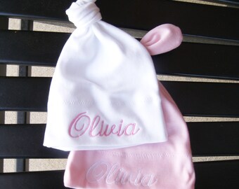 Set of Personalized baby hats / hospital hat / monogram hat/ newborn hat / baby girl / baby boy / baby shower / baby gift