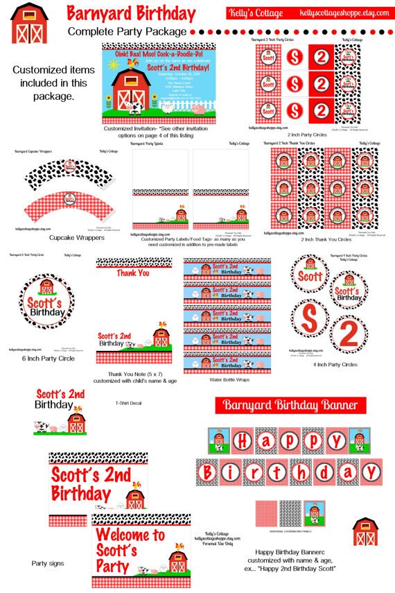 Barnyard Birthday Party Package...Custom, Printable DIY Package Il_570xn