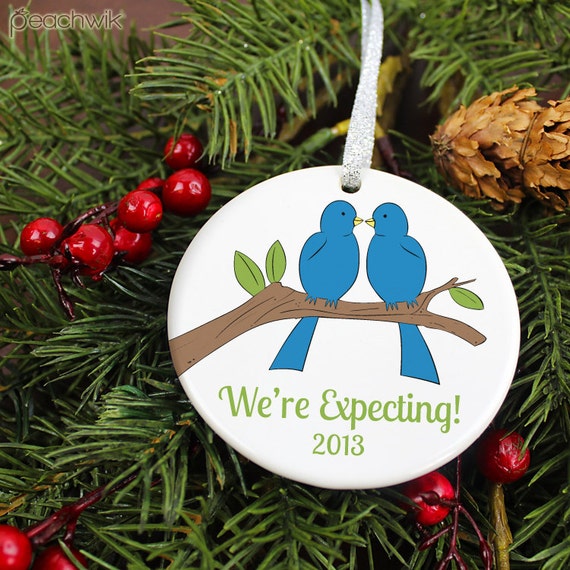 we re expecting christmas ornament lovebirds on a branch we re expecting christmas ornament lovebirds on a branch