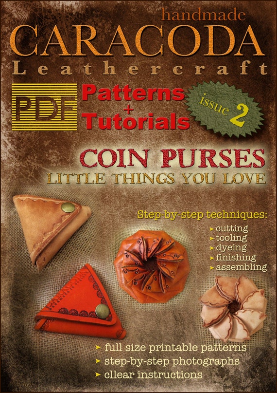 Items similar to PDF Leather patterns templates Pinwheel coin purse, triangle coin purse ...