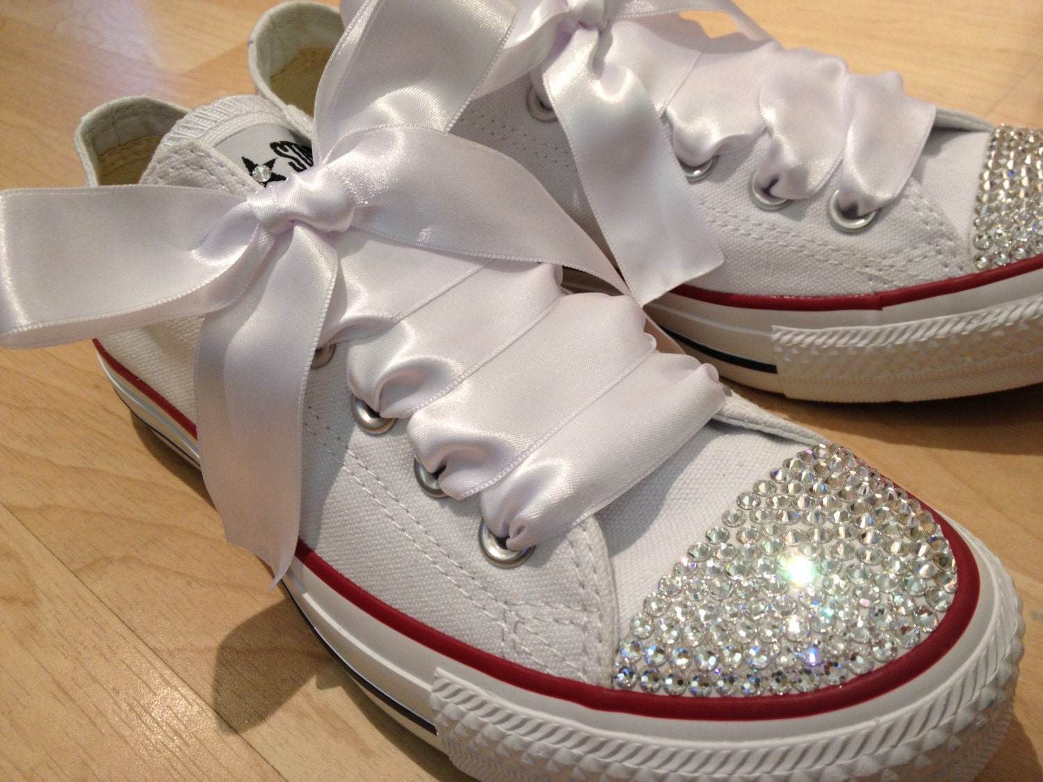 Swarovski Crystal customised Converse White Converse & White