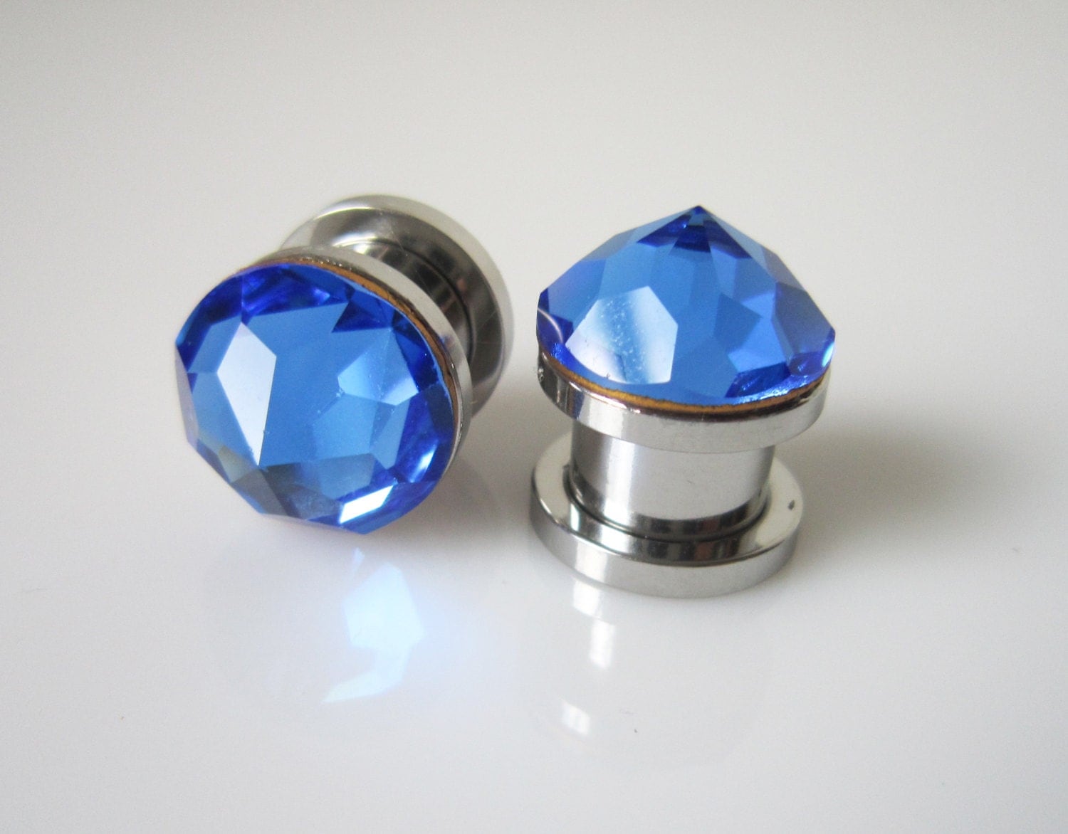 00 Gauge Sapphire Swarovski Crystal Ear Plugs