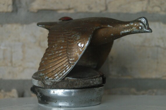 Vintage Radiator Cap Flying Bird Hood Ornament Duck or