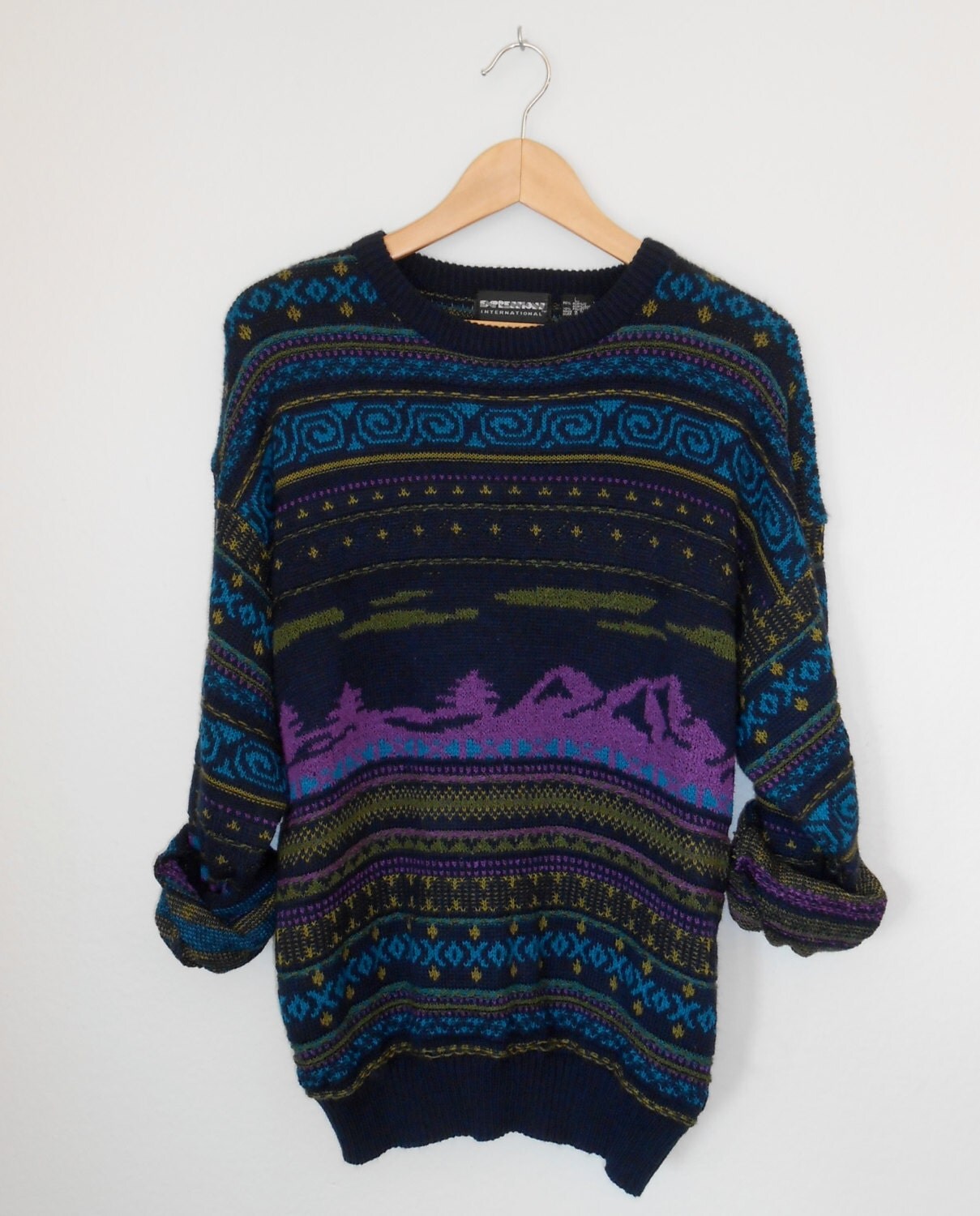 80s Vintage Knitted Colorful Sweater Oversized Sweater