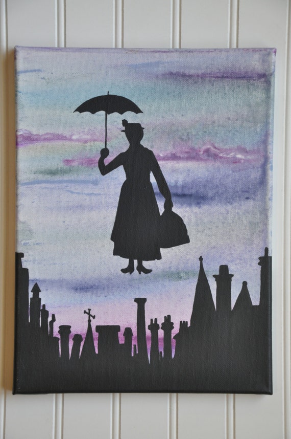 Mary Poppins painting Mary Poppins silhouette painting