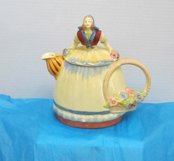Made in Germany Handpainted Lady Teapot . c1930 by myabbiesattic