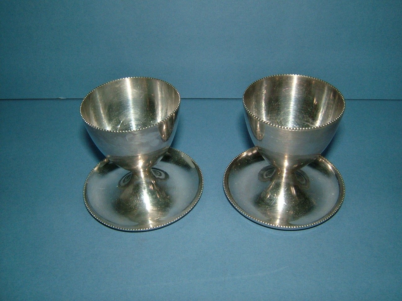 Edwardian Retro Pair of A1 Silver Plate Egg Cups by Walker & Hall of ...