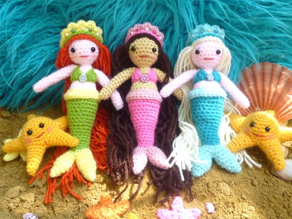 Meredith and Stella, Mermaid and Starfish Amigurumi Crochet Pattern.