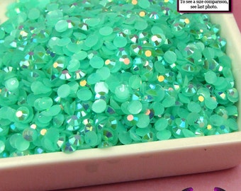 200 pcs 4mm AB JELLY AQUA Blue Green Decoden Faceted Flatback Rhinestones