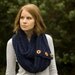 Blue Infinity Scarf with Buttons, Women's Winter Accessories, Navy Scarf