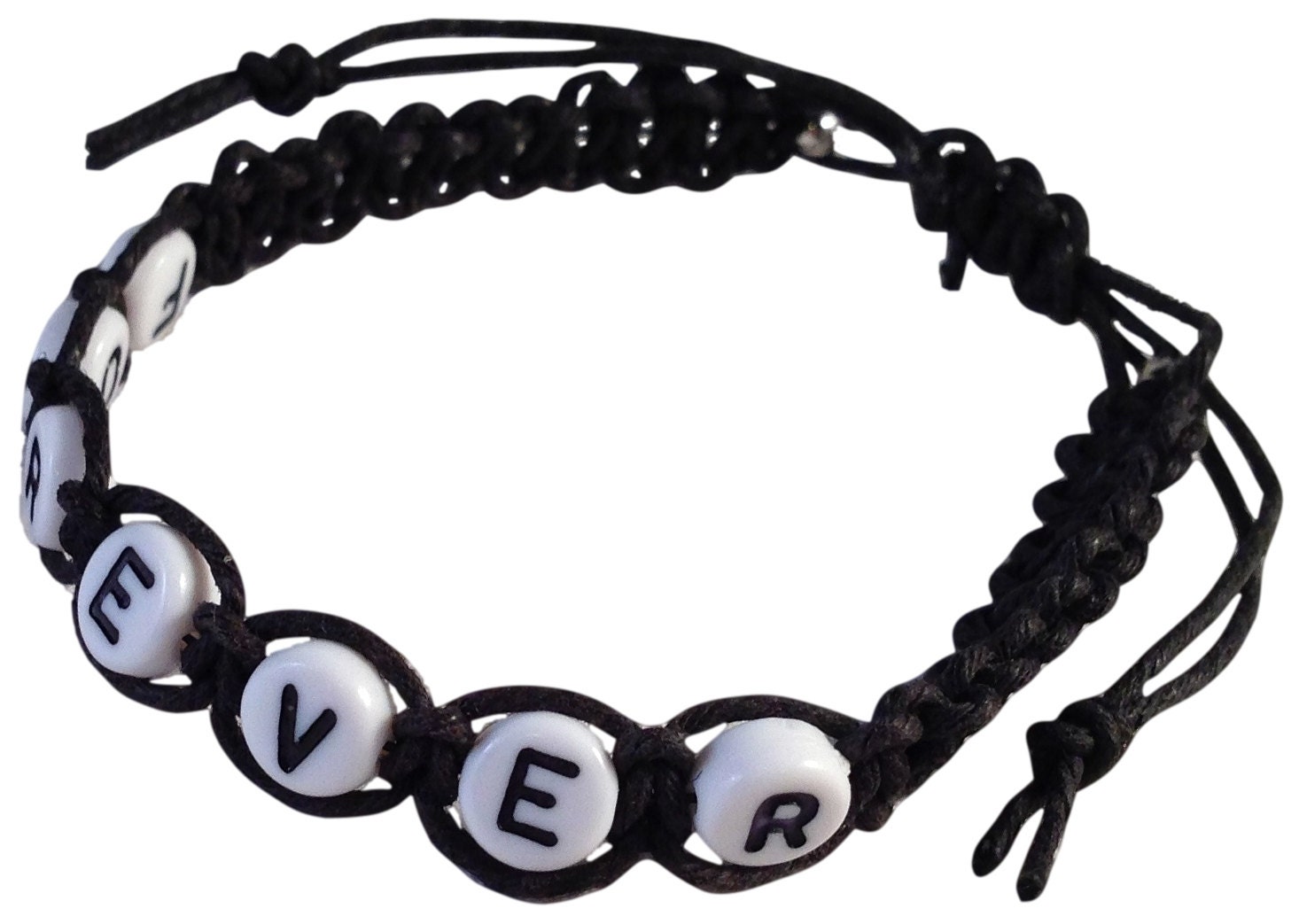 FOREVER Black Hemp Bracelet Handmade Friendship Surfer