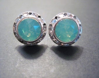 Crystal Earrings/Pacific Opal Swarovski Crystal Stud Earrings/ Rhinestone Earrings/Bridesmaid Jewelry/ Wedding Jewelry/ Halo Earrings
