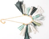 CHARMER 3/ Leather tassel statement necklace - Ready to Ship-OOAK
