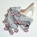 RESERVED for D. Gray Scarf Foulard Necklace Crochet Burgundy Flowers Oya, Beadwork, Crochet Jewelry, ReddApple, Gift Ideas For Her