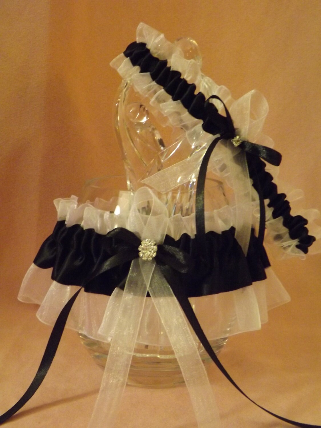 Gothic Garter Belt Set Black Veil Bride Garter Belt Set